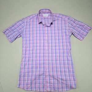 Hugo Boss Slim Fit Plaid Short Sleeve Button Up Shirt Men's XL